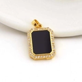 Pendente in oro 18 carats con pietra agata nera e bordo in zirconia scintillante - 09-Pietra Nera Rettangolare Pavé