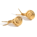 Creative snail-shaped earrings in 18K gold plated stainless steel shown at a 45-degree angle - Gold