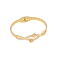 Goldener Edelstahl Armreif mit Kleeblatt, Schmetterling und Zirkonia in 45-Grad-Ansicht - Kleeblatt Schmetterling Zirkonia Stil(2#)