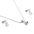 Schmuckset aus Edelstahl mit einer ausgeschnittenen Katzenkette und passenden Steckern - Silber (KS128383-KFC)