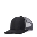 Black and grey mesh trucker hat with a slightly curved brim and breathable canvas - Adjustable / Black + Charcoal Mesh