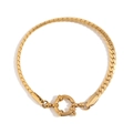 Bracciale minimalista in acciaio inossidabile placcato oro 18K con chiusura a molla grande - Catena Curb Chiusura a Molla / Oro