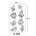 Waterproof temporary tattoo stickers with black floral and geometric patterns, size 60x105mm - K-406 Flower Moon Geometric