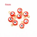 Red 6mm evil eye charm with gold finish for DIY necklace and jewelry making - 6mm / Red