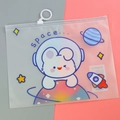 Frosted astronaut rabbit stationery bag with slider zipper for student supply storage - Cute Bunny