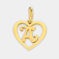 Pendentif cœur doré avec lettre A breloque en acier inoxydable - Lettre A / Acier