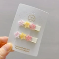 Detail of glitter star hair clips in pink and yellow on handmade display card - 15# Multicolor Star Pair Clips