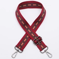 Adjustable wide replacement shoulder strap with red and green geometric chain pattern - No.313 Wine Red Chain - Gunmetal Hook