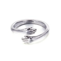 Anillo de plata pulida con manos que se abrazan y un diseño de joyería minimalista - US 6 / Color Acero