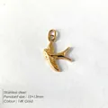 14K gold plated stainless steel swallow bird pendant charm for DIY jewelry making - Spreading Wings Swallow Pendant (BP44432)