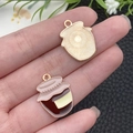 Enamel honey jar alloy charms with gold plating and glossy finish for jewelry making - Honey Jar
