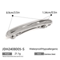 Fermaglio per capelli in acciaio inossidabile lucido con dimensioni di 8,9cm x 1,34cm - Argento (JDH2408005-S)