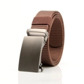 Brown nylon automatic buckle belt for men featuring a brushed metal buckle - F150 Simple Metal Automatic Buckle (Coffee)