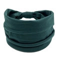 Bohemian style wide elastic headband in dark green cotton fabric for women - Dark Green