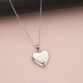 Silver stainless steel heart locket necklace with vintage floral vine engraving - Steel Large Double Hearts (29*29mm)