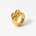 Minimalist thick twisted stainless steel ring with 18K gold plated polished finish - US 6 / Gold Thick Streamlined Twisted Style (KBJ503)