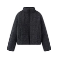 Giacca in maglia a trecce grigio scuro da donna con collo alto e cerniera lampo - XS / Nero