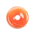 Translucent orange-red agate donut pendant with a smooth polished finish on white background - Red Agate