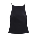 Sleek black racerback tank top for women with thin straps and a slim fit design - XS / Black