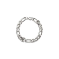 Polished silver Figaro chain bracelet with a secure lobster clasp on white background - Width 10mm / 17cm / Steel