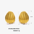 Golden shell-shaped stainless steel stud earrings with 2.5cm height dimension details - Shell Style (ZN953) / Gold