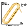 Detail showing dimensions and macro view of gold geometric oval hoop earrings in 304 stainless steel - Long Oval Star Carving-Gold