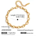 Detail of 18K gold plated stainless steel chunky oval link bracelet with extension chain - JDB0309004/Vintage Irregular Chain