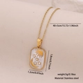 Gold celestial pendant necklace featuring sun, moon, and stars on white enamel - Rectangular White Enamel Sun Moon Star (4#)