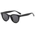 Lunettes de soleil noires à monture épaisse, verres gris et rivets métalliques argentés - Monture Noire Verres Noir Gris