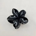 Glossy black frangipani flower hair claw clip with five-petal minimalist floral design - Frangipani Claw Clip (Cross-border Edition) / 8cm / Bright Black
