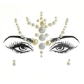 Face pearl sticker with white iridescent crown pattern for music festival party decoration - HF-065 White Pearl Iridescent