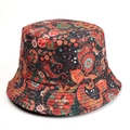Detail of double-sided bucket hat with vibrant paisley floral print and durable fabric - M (56-58cm) / Paisley Pattern Type C