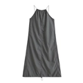 Minimalist dark grey spaghetti strap maxi dress with pleated neckline and draped hem - S / Gray