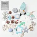 Blue and white Christmas tree wall hanging decor set with LED lights and felt ornaments - Blue & White Decor Accessories Bag 90cm