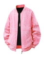 Veste baseball rose à motif bandana paisley avec col côtelé et fermeture éclair - S / Rose