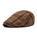 Braune Schiebermütze mit Karomuster aus Tweed-Stoff für Damen im Retro-Look - Verstellbar / Schirmmütze-Stil / Kaffee Kariert