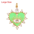 Large heart evil eye pendant in gold with light green enamel and sparkling zircons - Light Green-Large Heart Evil Eye