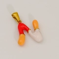 Letter N pendant with colorful enamel and golden stainless steel finish - N-Single Pendant (Red Orange White/Gold)