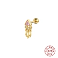 Orecchino a perno in argento S925 dorato con zircone rosa a triangolo per cartilagine - Oro Singolo-Zircone Rosa