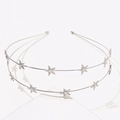 Double-layered silver metal headband with textured five-pointed stars for women - Double Layer Star / Silver