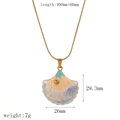 Ocean style stainless steel necklace with colorful shell pendant and dimension markers - Multi-color Texture Shell Style (TN3514)