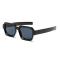 Modern square black sunglasses with dark gray lenses in a minimalist sleek style - Black