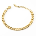 Bracciale classico in acciaio inossidabile placcato oro 18K con chiusura a moschettone - Bracciale Dorato (16+5cm) / 1.5*6*8mm