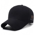 Classic black cotton baseball cap with premium letter embroidery and six-panel design - Adjustable / Black