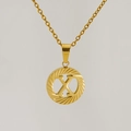 18K gold plated stainless steel necklace with hollow round initial letter X pendant - Letter X