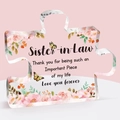 Acrylic puzzle piece gift for sister-in-law with elegant floral print design - Sister-in-law Thickened Style (Qa21)