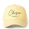Pale yellow baseball cap with black Chosen 1 Peter 2:9 print on cotton twill fabric - One Size / Goose Yellow