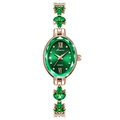 Elegante orologio da donna al quarzo oro rosa con cristalli a foglia verde e quadrante smeraldo - Verde