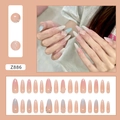 Pink and blue gradient almond press-on nails with 3D crystal accents, 24 pieces set - Z886 Pink and Blue Mismatched Nails
