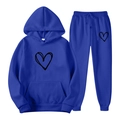 Light blue hoodie and sweatpants set with hand-drawn black heart print - S / Blue